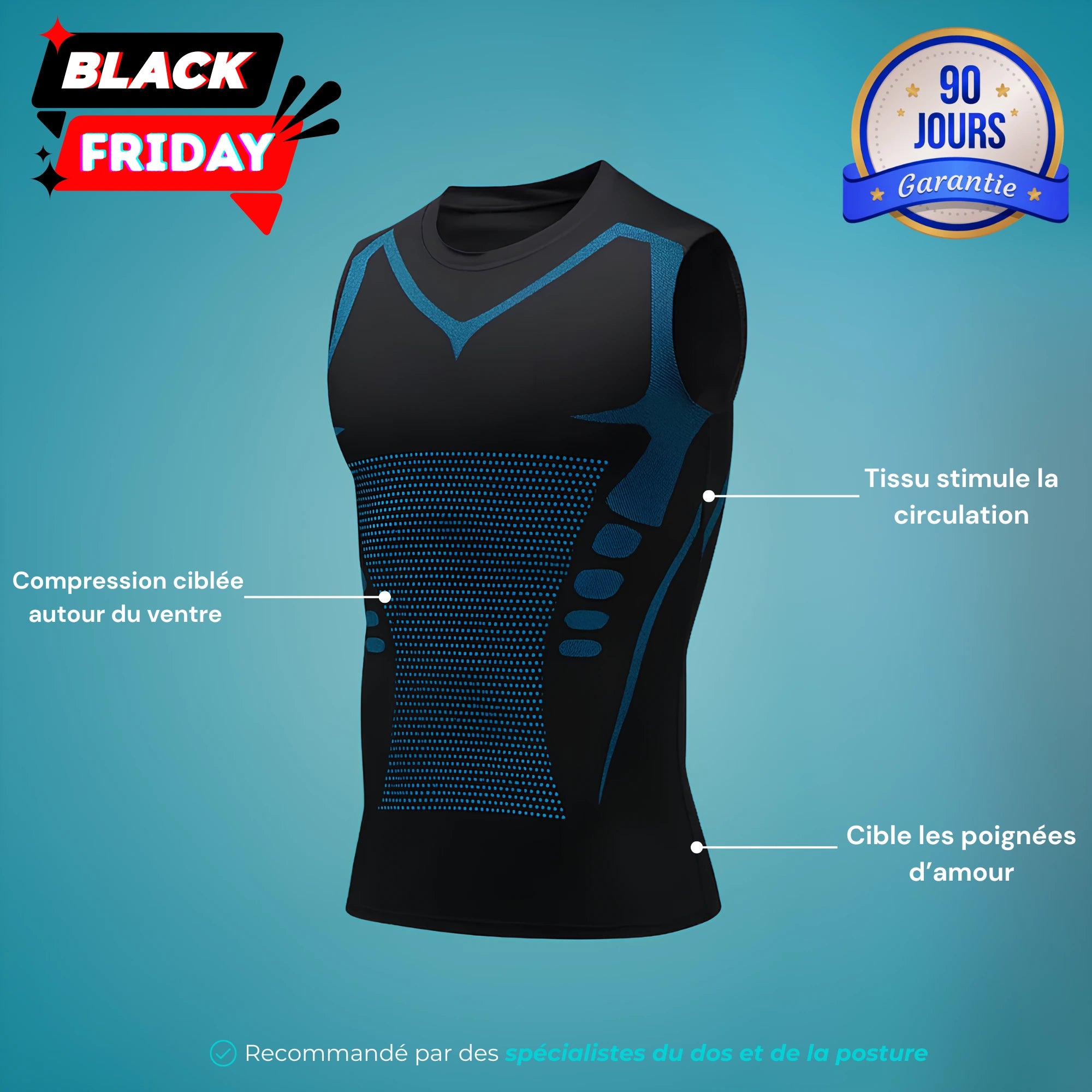 POSTURIX®  – Débardeur Posture Homme | Ventre Plat, Dos Droit, Allure Redressée