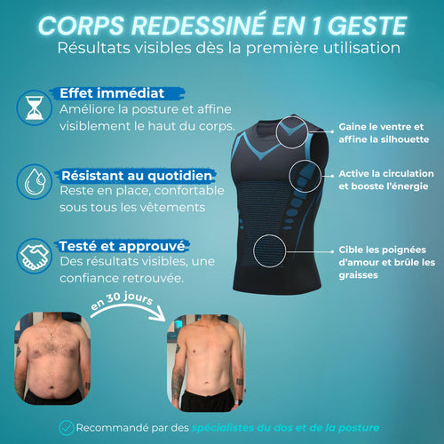 POSTURIX®  – Débardeur Posture Homme | Ventre Plat, Dos Droit, Allure Redressée